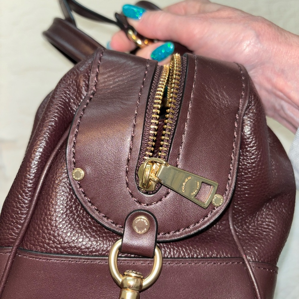 Coach Pebbled Leather Satchel in Deep Burgundy - Picture 6 of 14